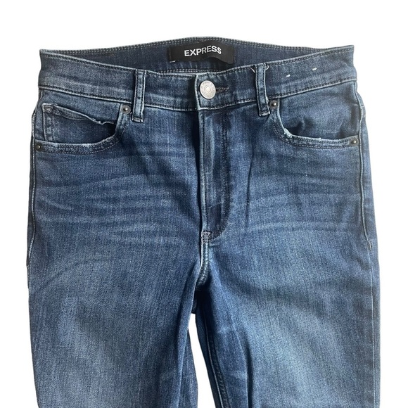 Express Denim Skinny Jegging jeans blue Size 4R Mid rise 27W 29L stretch - Picture 2 of 7